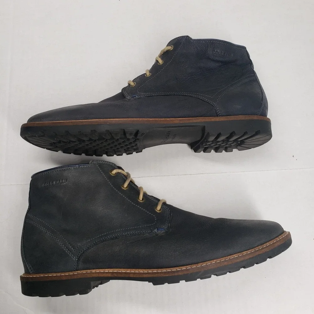 Cole Haan Nathan Chukka Boots Mens 11.5 Blue Nubuck Lace Up C30078 Dress Casual